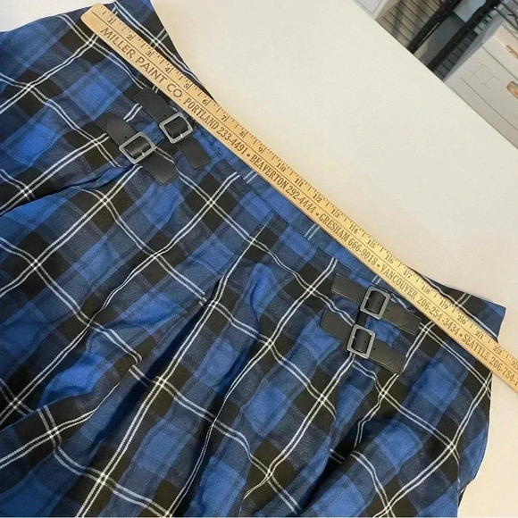Hot Topic Blue Plaid Double Buckle Pleated Mini Skirt Size 3X Schoolgirl Goth - Picture 7 of 7